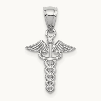 Polished Medical Symbol Pendant, 14K White