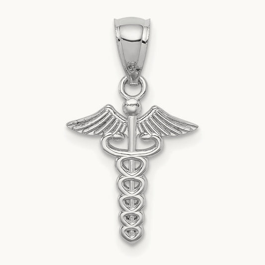 Polished Medical Symbol Pendant, 14K White