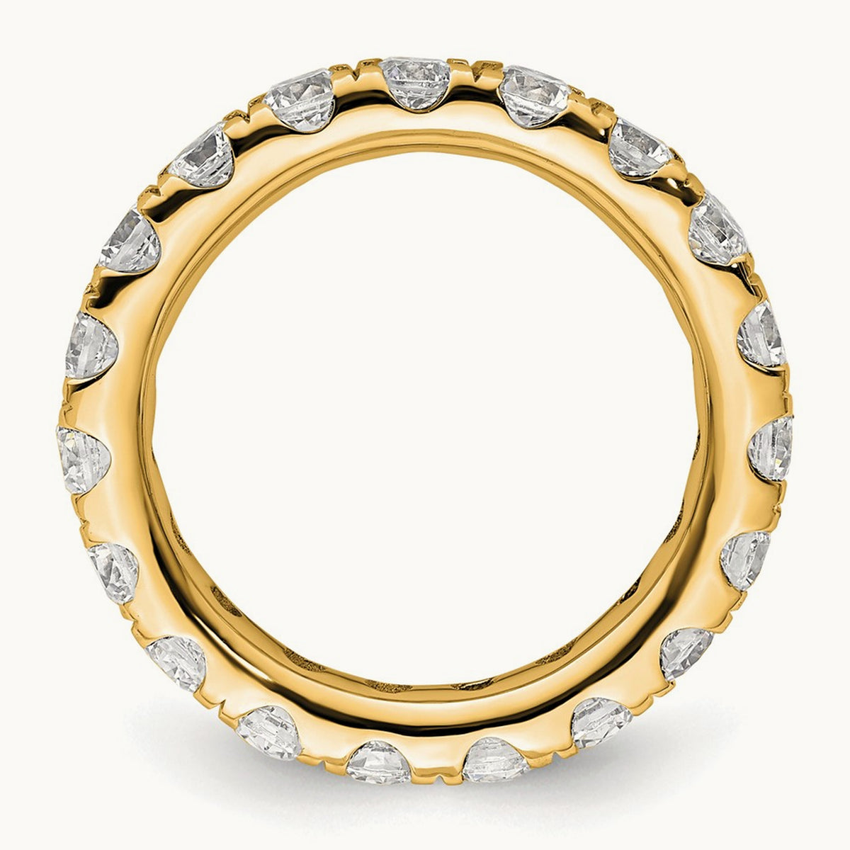 Polished U Shared Prong Diamond Eternity Band, 2.00 ct tw — 14K Yellow Gold