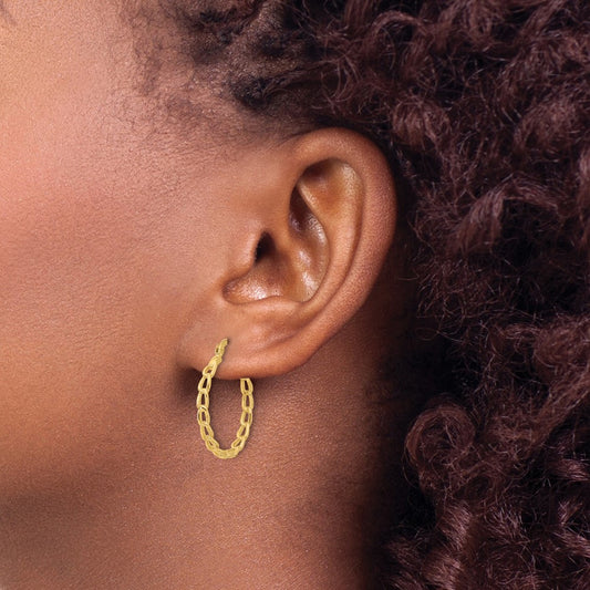 Polished Curb Link Design Hoop Earrings — 22.75mm