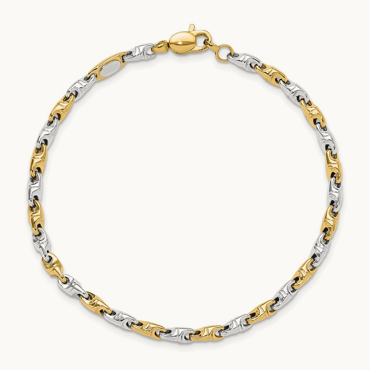 Polished Fancy Link Bracelet, 14K Two-tone