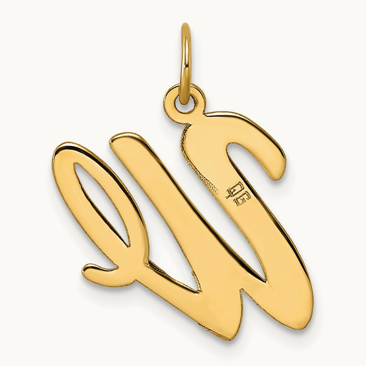 Large Script Initial Charm — 14K Yellow Gold, W