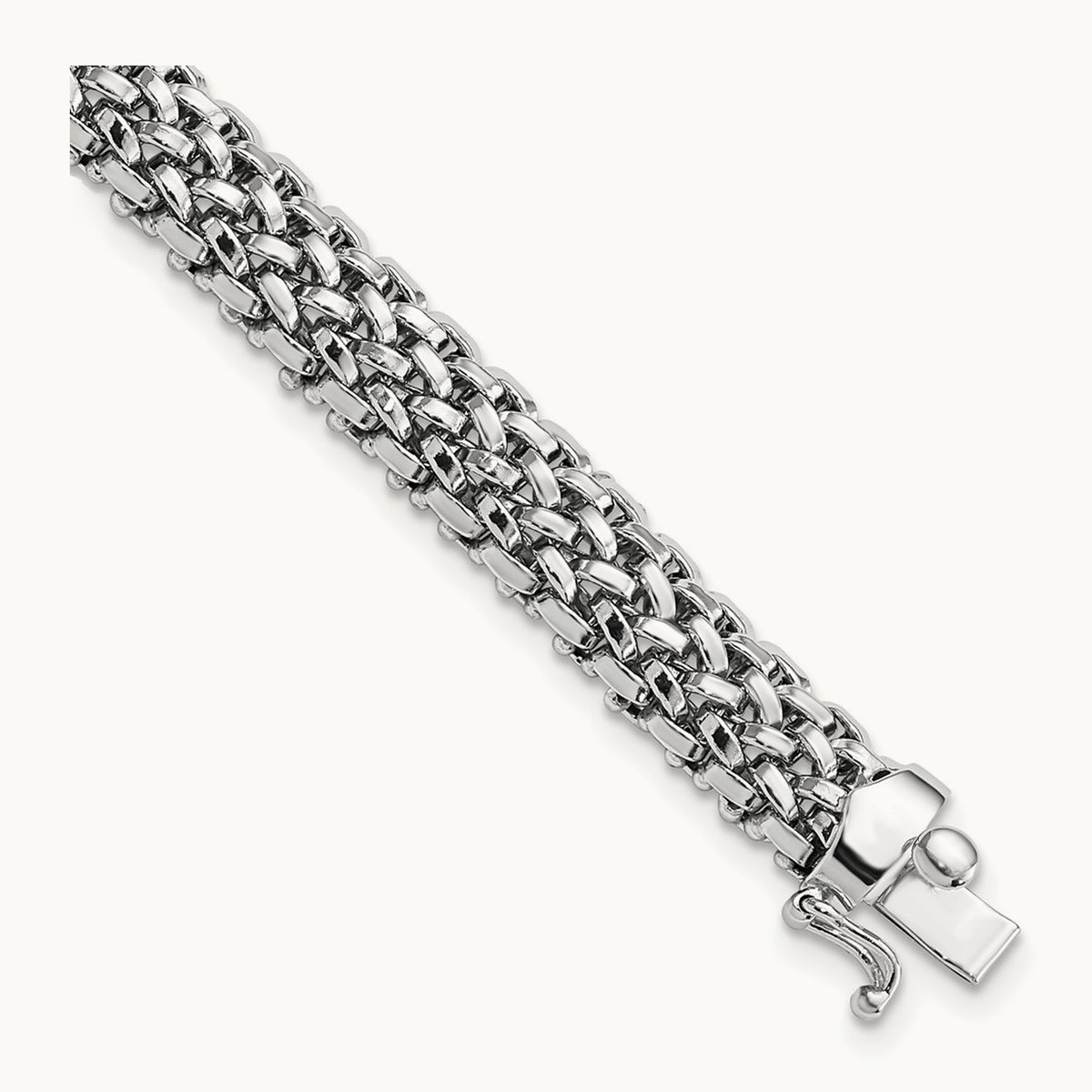 7.25in Polished Mesh Bracelet — 14K White Gold, 7mm