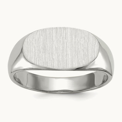 13.5x7. Closed Back Signet Ring, 5mm, 14K White Gold