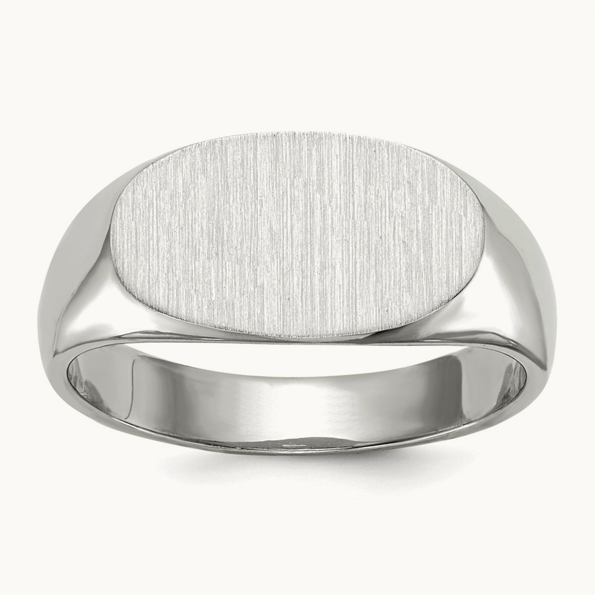 13.5x7. Closed Back Signet Ring, 5mm, 14K White Gold