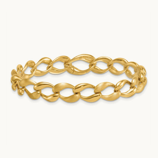 Brushed and Polished Fancy Link Bracelet, 9mm, 14K