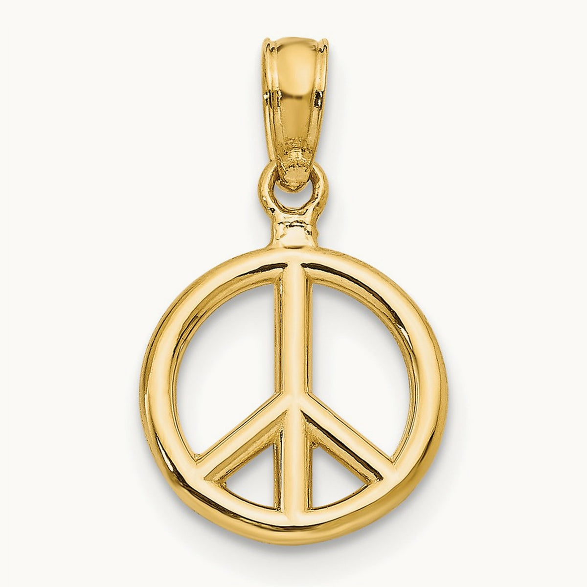 Polished Peace Symbol Pendant — 14K Yellow Gold