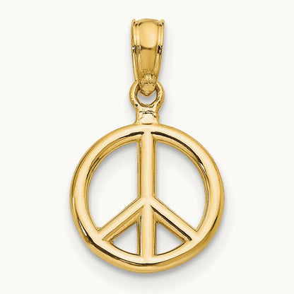 Polished Peace Symbol Pendant — 14K Yellow Gold