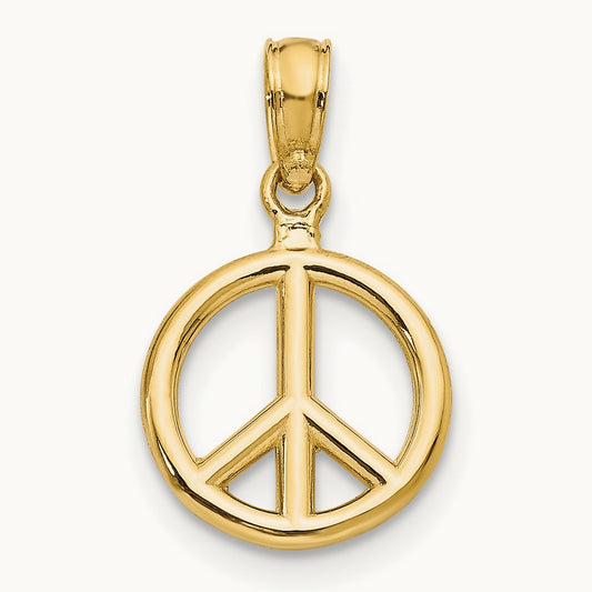 Polished Peace Symbol Pendant — 14K Yellow Gold