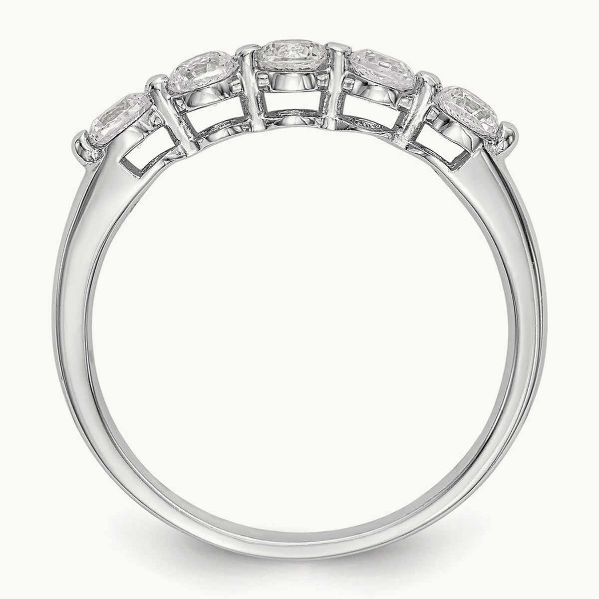 5-Stone Diamond Band, 14K White Gold