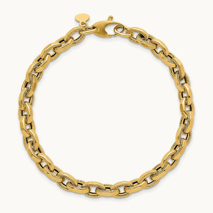 Polished 7.5in Fancy Link Bracelet, 14K