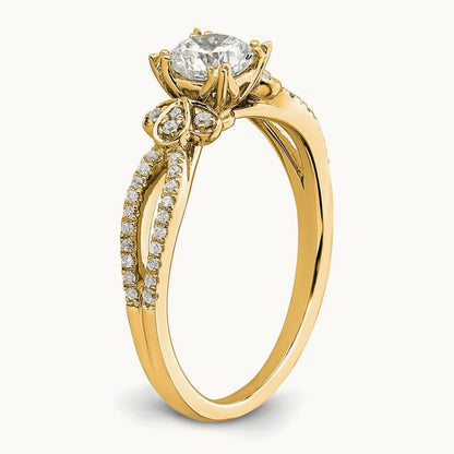 1/2ct Round Split Shank Semi-Mount Eng. Dia Ring, 14K Gold