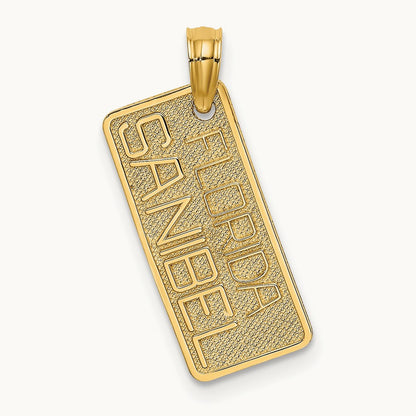Textured Small FLORIDA SANIBEL License Plate, 14K