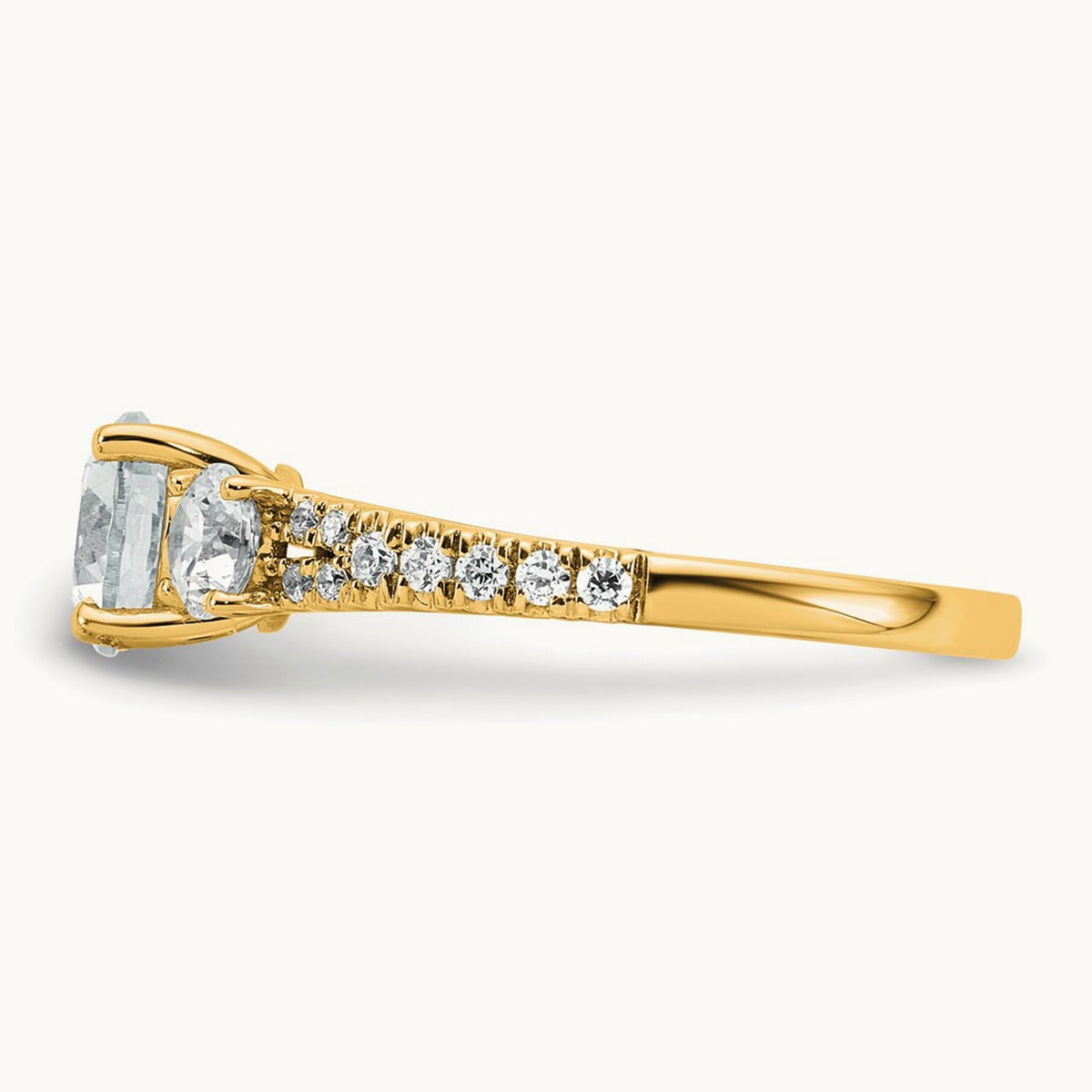 Round Semi-Mount 3 Stone Engagement Ring, 0.50 ct tw Lab-Grown Diamond — 14K Yellow Gold