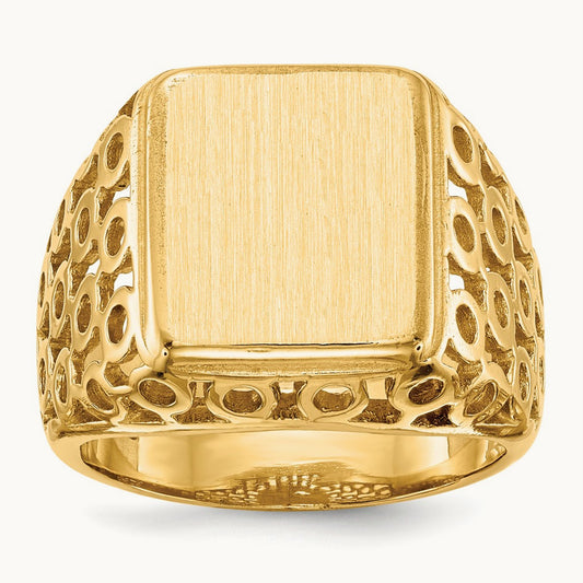 Open Back Mens Signet Ring — photo set