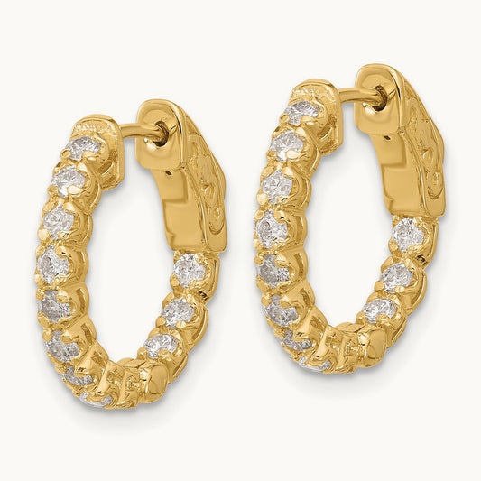 .84ct 24- In/Out Hoop w/ Safety Clasp Diamond Earrings, 2.0mm, 14K
