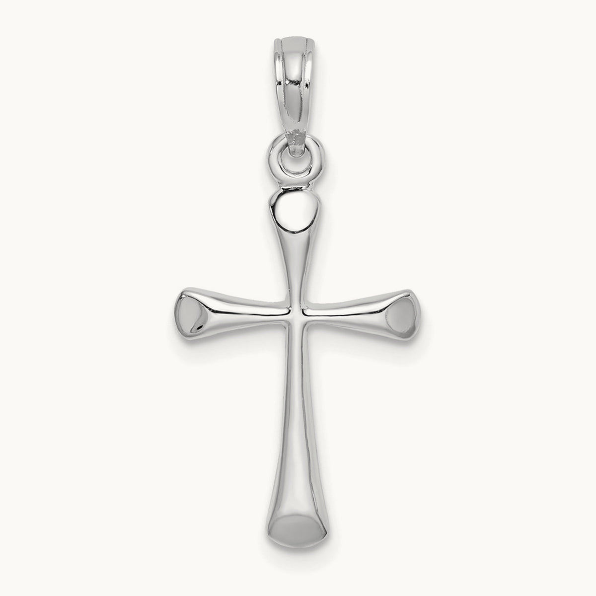 Polished Beveled Tip Cross Charm, 14K White Gold
