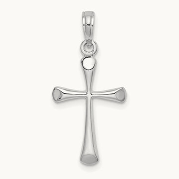 Polished Beveled Tip Cross Charm, 14K White Gold