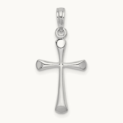 Polished Beveled Tip Cross Charm, 14K White Gold