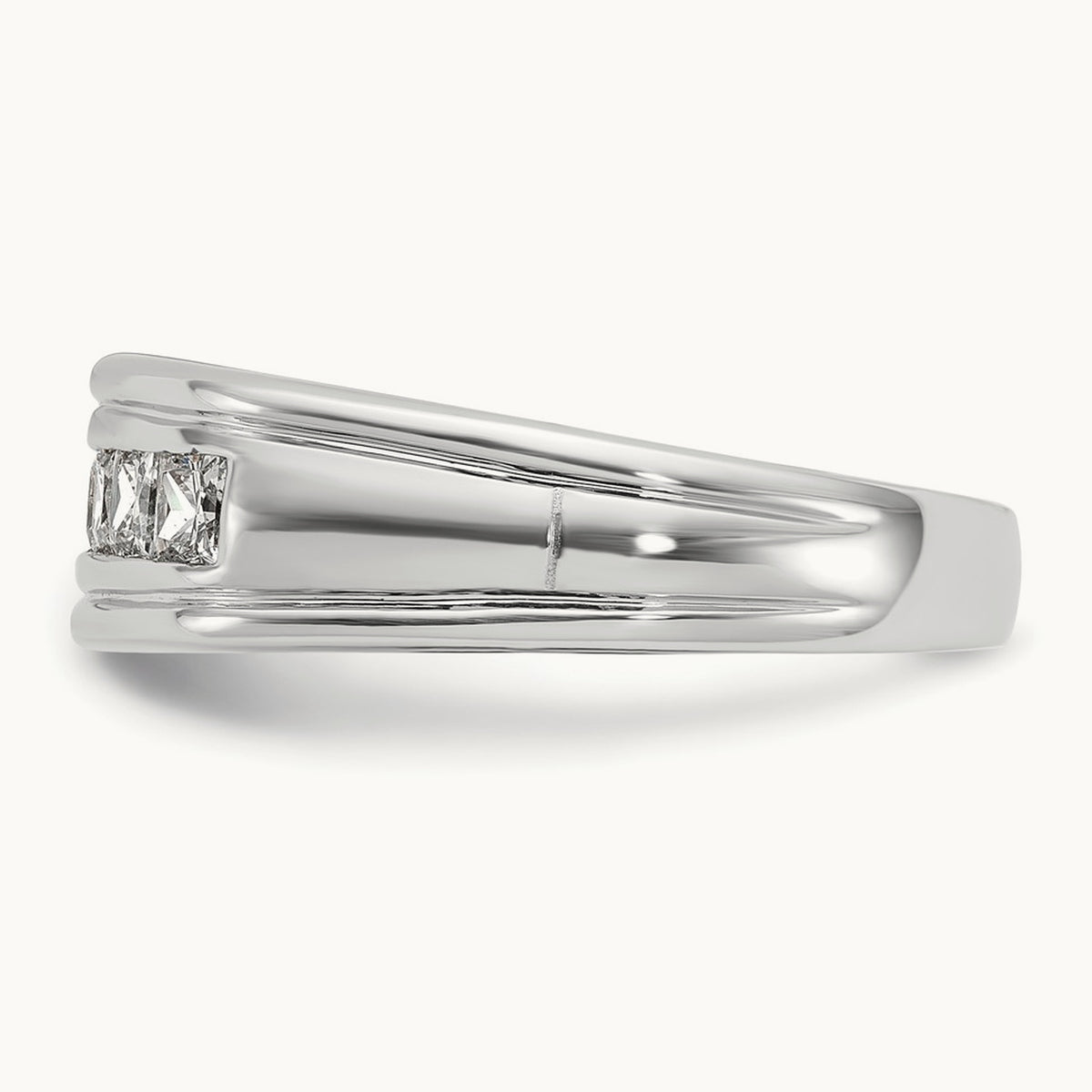 IBGoodman Men's Polished & Grooved Square Diamond Ring, 14K White Gold