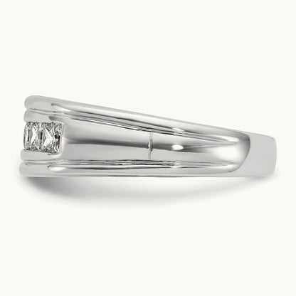 IBGoodman Men's Polished & Grooved Square Diamond Ring, 14K White Gold
