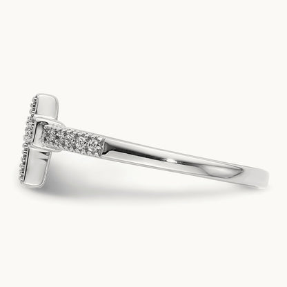 Polished Diamond Cross Ring, 14K White Gold