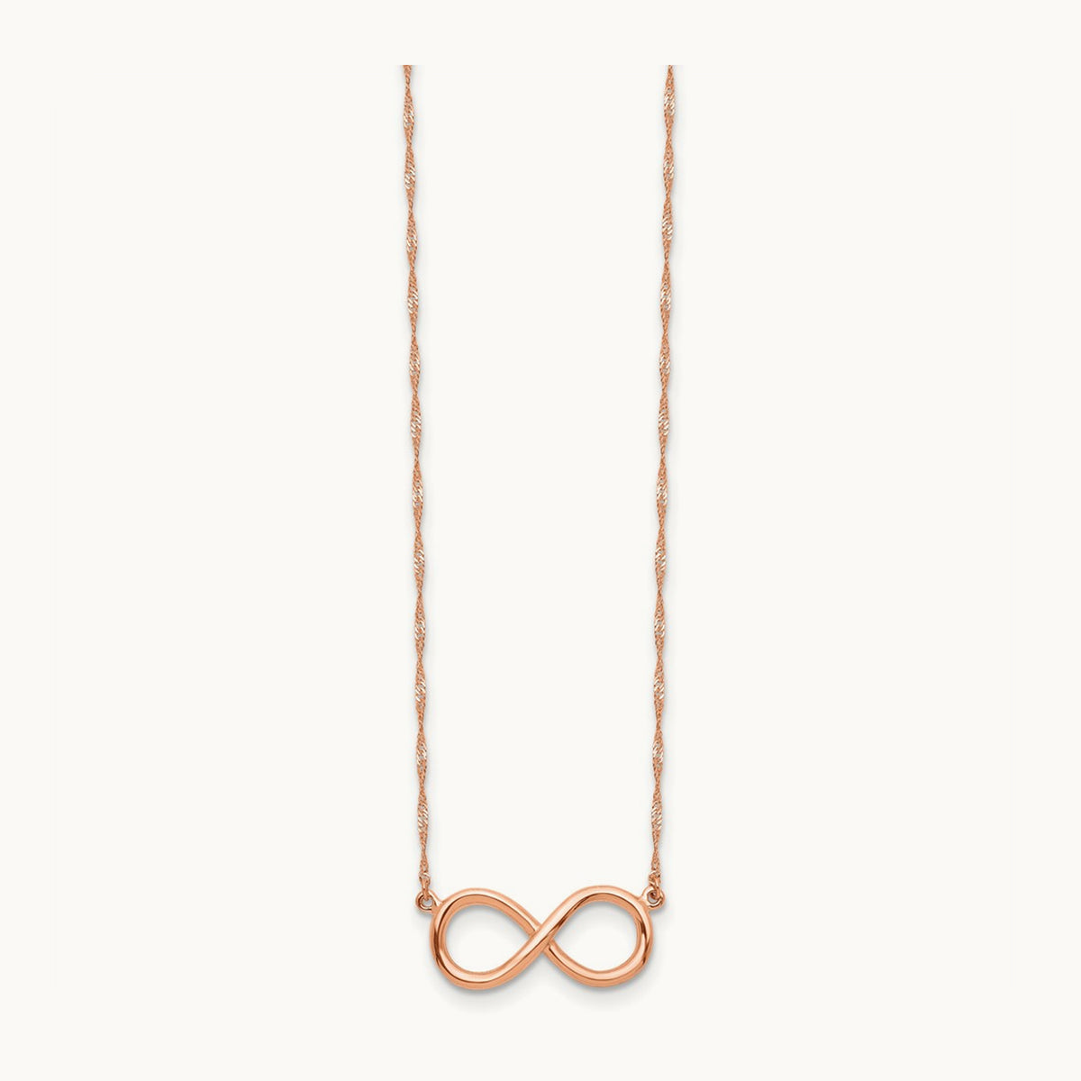 Polished Infinity Necklace — 14K Rose Gold