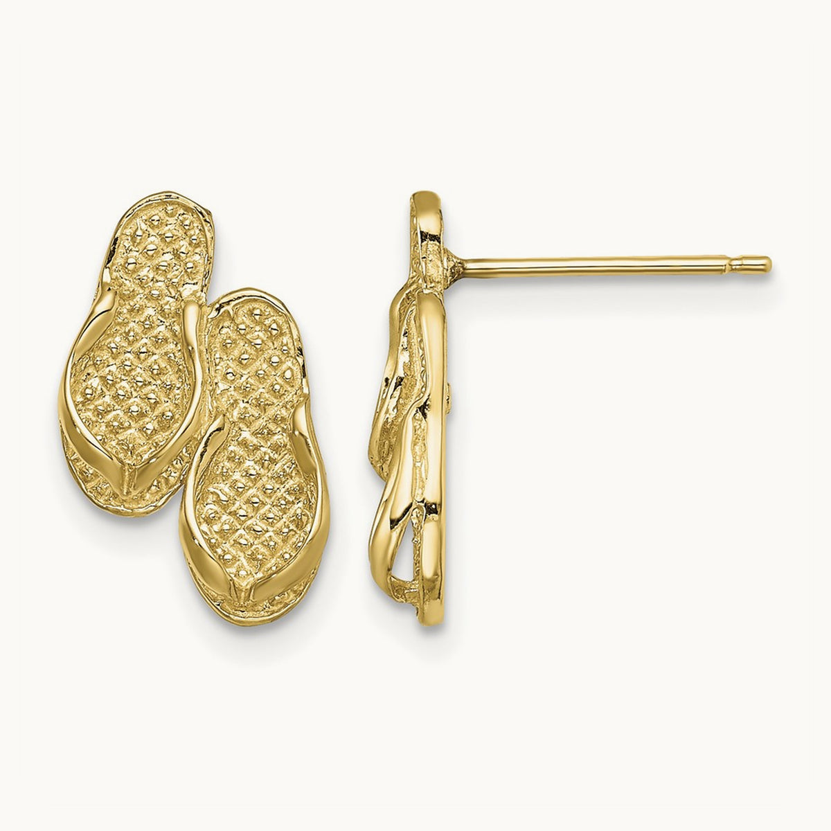 Double Flip-Flop Post Earrings, 14K
