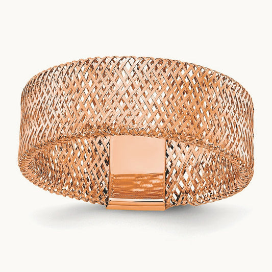 Plating Polished/Textured Stretch Ring, 14K with Rose Gold — Leslie's