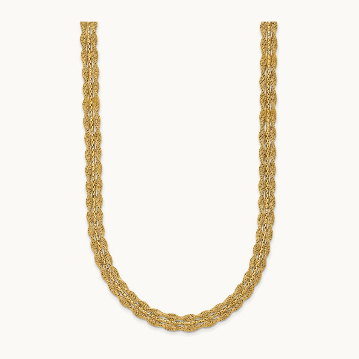 Polished/Textured and Diamond-cut Necklace, 14K — Leslie's