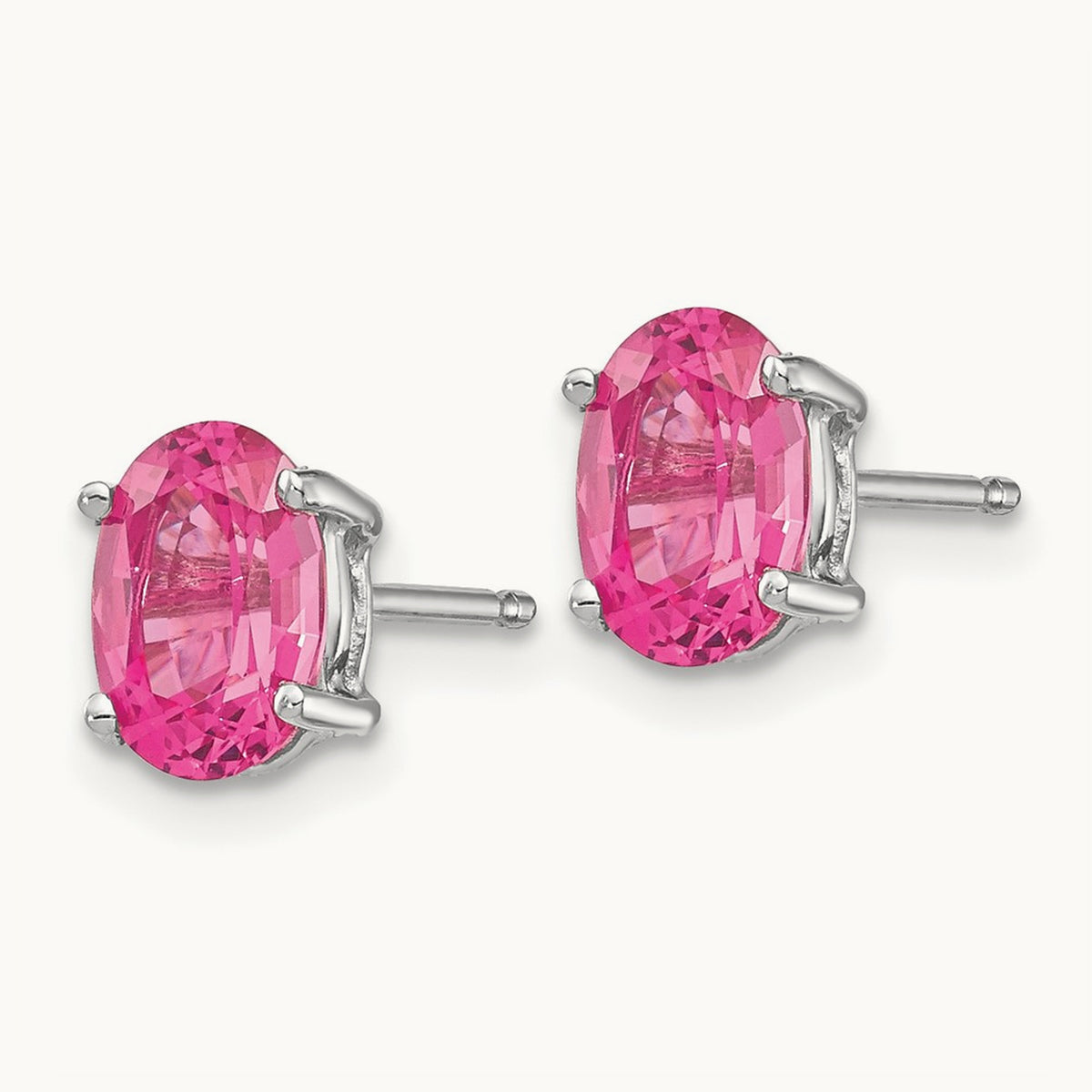 Pink Spinel Earrings, 14K White Gold