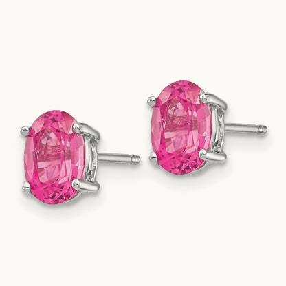 Pink Spinel Earrings, 14K White Gold