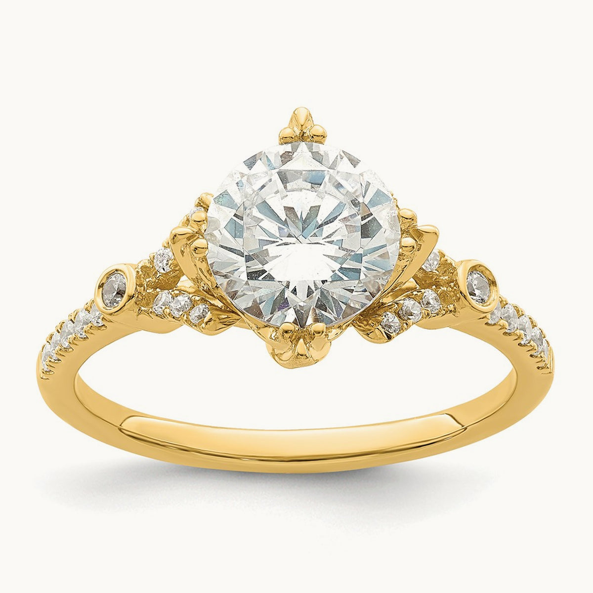Gold Round Semi-Mount Engagement Ring — 1 1/2 ct, 7