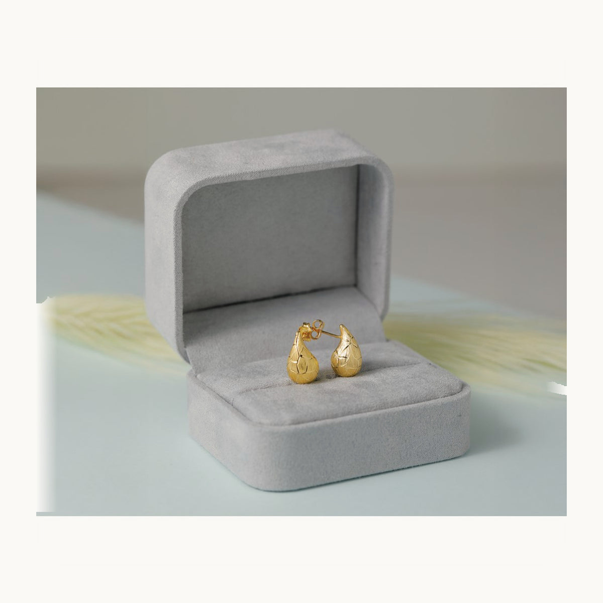 Polished/Brushed/Diamond-cut Puffed Teardrop Post Earrings — 16.5mm