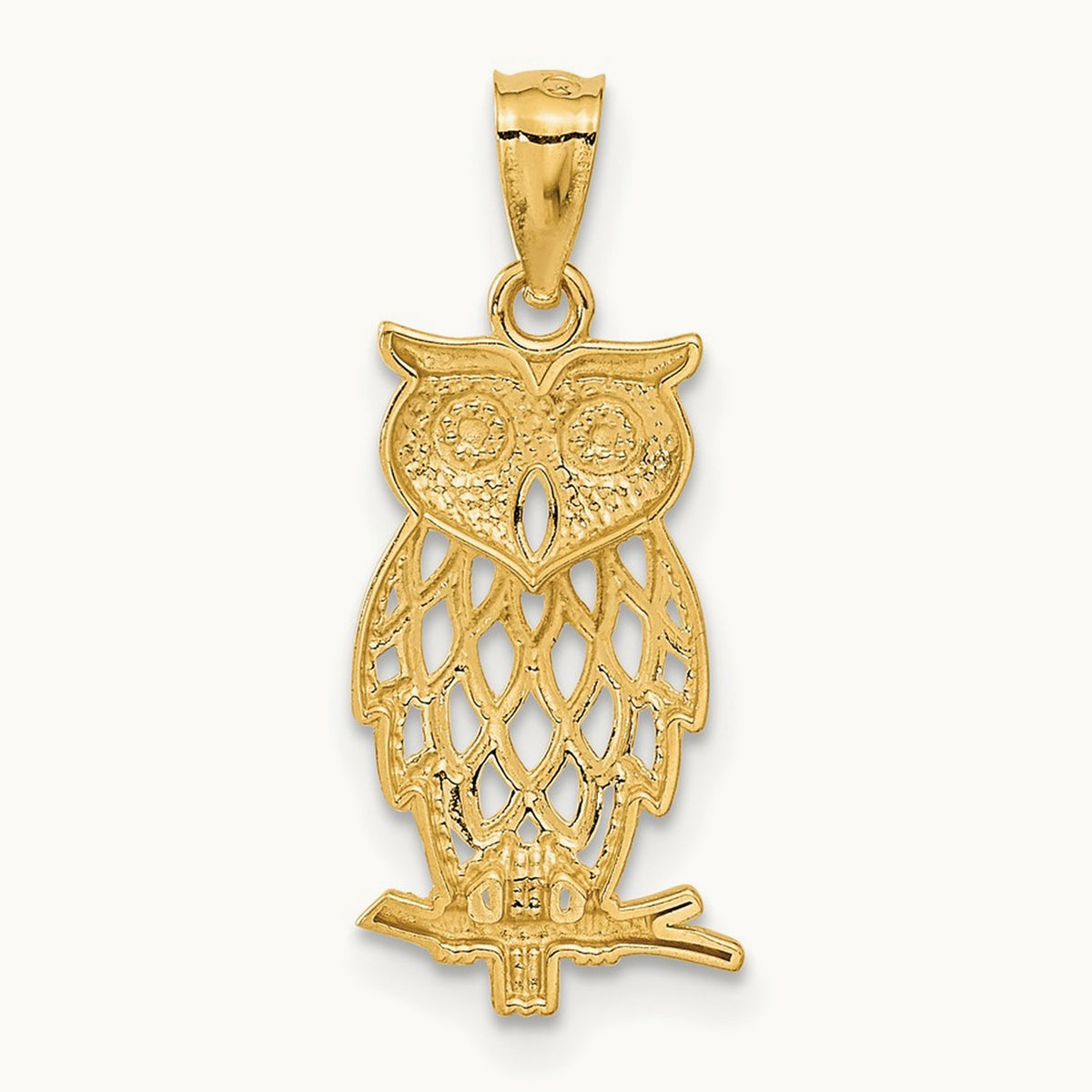 w/ Rhodium Owl Pendant, 14K