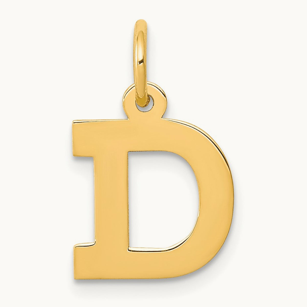 Small Block Initial Charm — 14K Yellow Gold, D