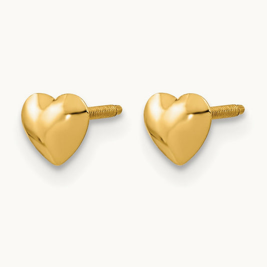 Madi K Heart Silicone Screwback Earrings, 14K
