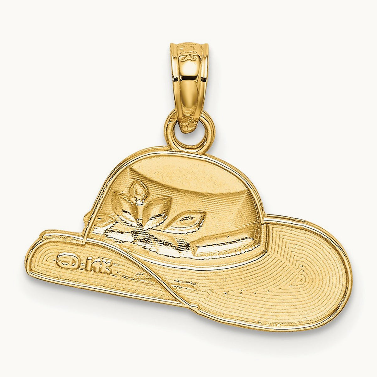 Polished 2-D Red Enamel Hat Charm, 14K