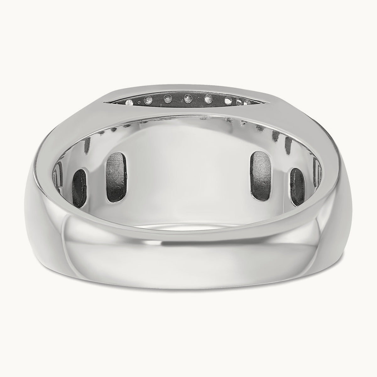 IBGoodman Men's Polished Diamond Rectangle Ring, 14K White Gold