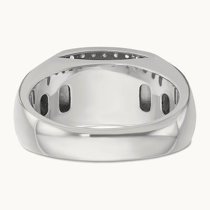IBGoodman Men's Polished Diamond Rectangle Ring, 14K White Gold
