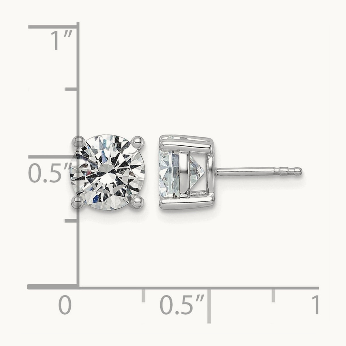 Round Lightweight Earrings, 0.25-6.00 ct tw Lab-Grown Diamond — 3 ct, 14K White Gold
