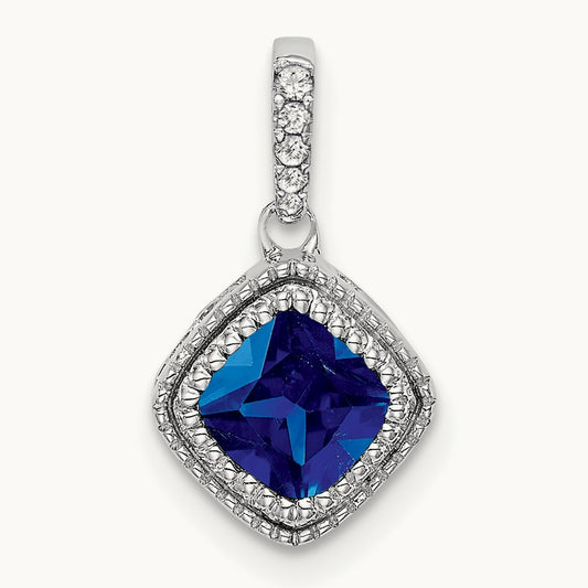 Cushion Sapphire and Diamond Pendant — photo set