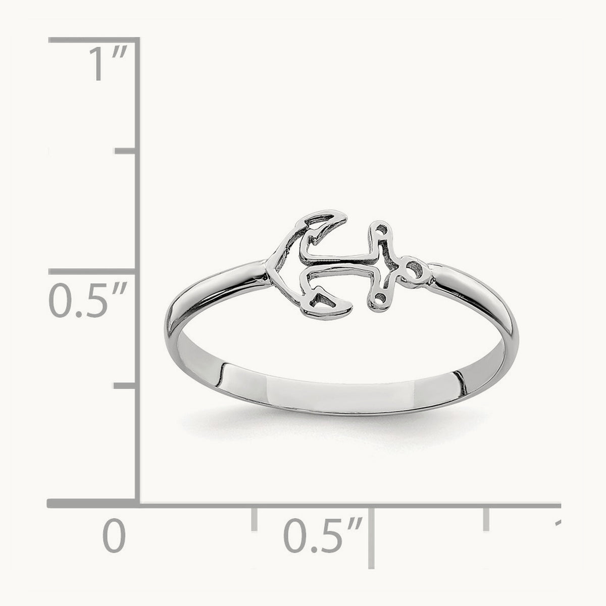 Polished Anchor Ring — 14K White Gold