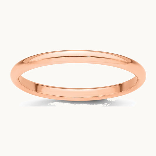 14K Rose Gold 2mm Half-Round Wedding Band