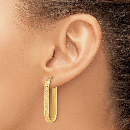 Polished and Diamond-cut Oval Hoop Earrings — Leslie's — 12mm