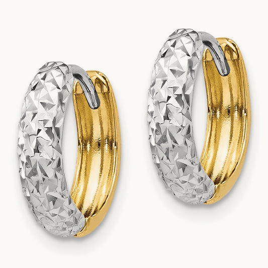 Diamond-cut Hoop Earrings, 14K Two-tone
