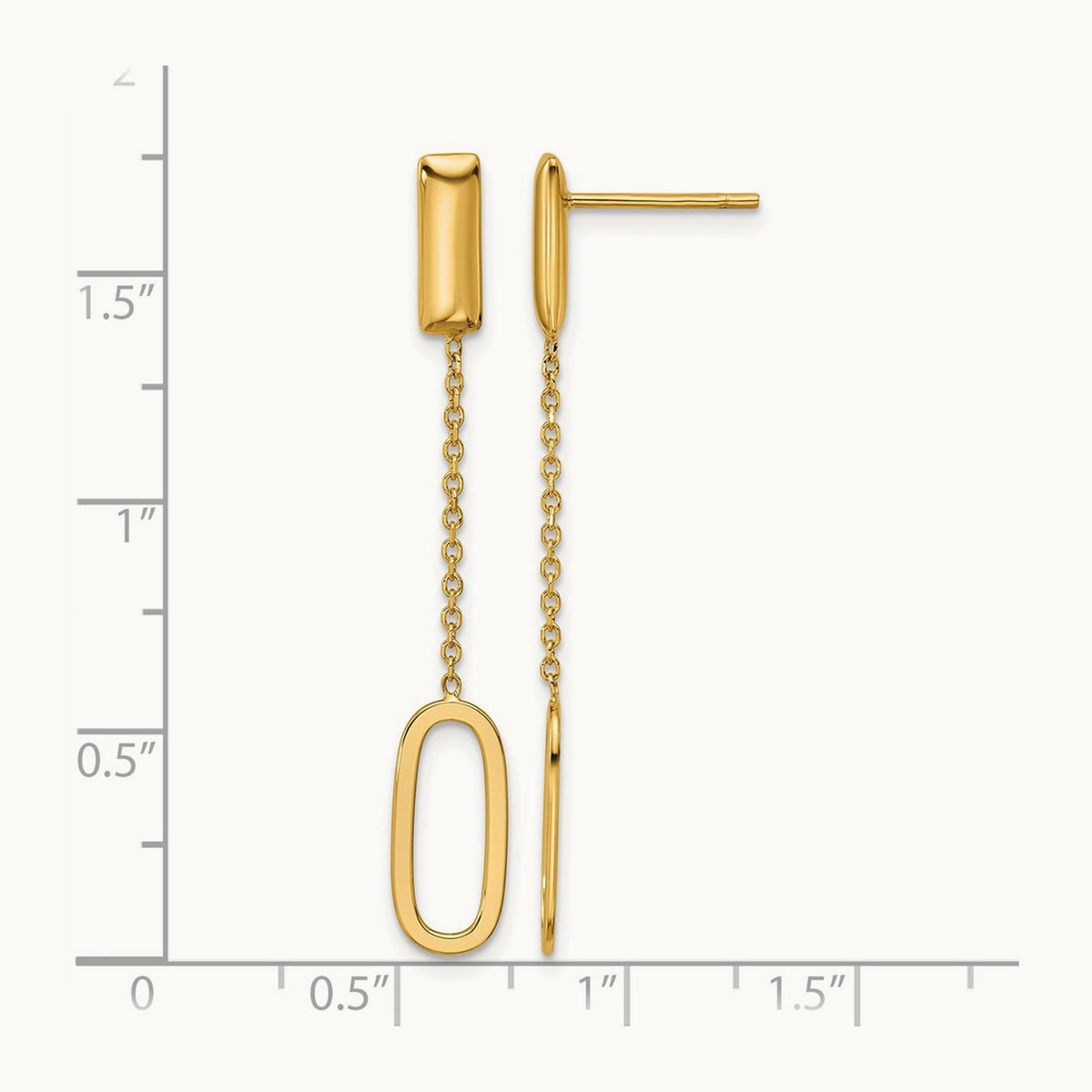 Polished Elongated Oval and Bar Post Dangle Earrings, 14K — Leslie's
