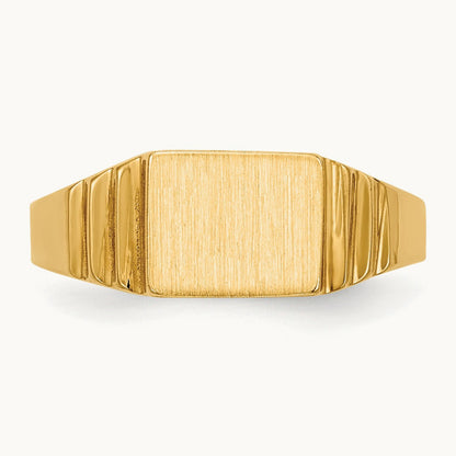 Rectangular Satin Baby Signet Ring, 14K