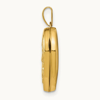 Scrolled LOVE YOU ALWAYS Heart Locket — 14K Yellow Gold, 24mm