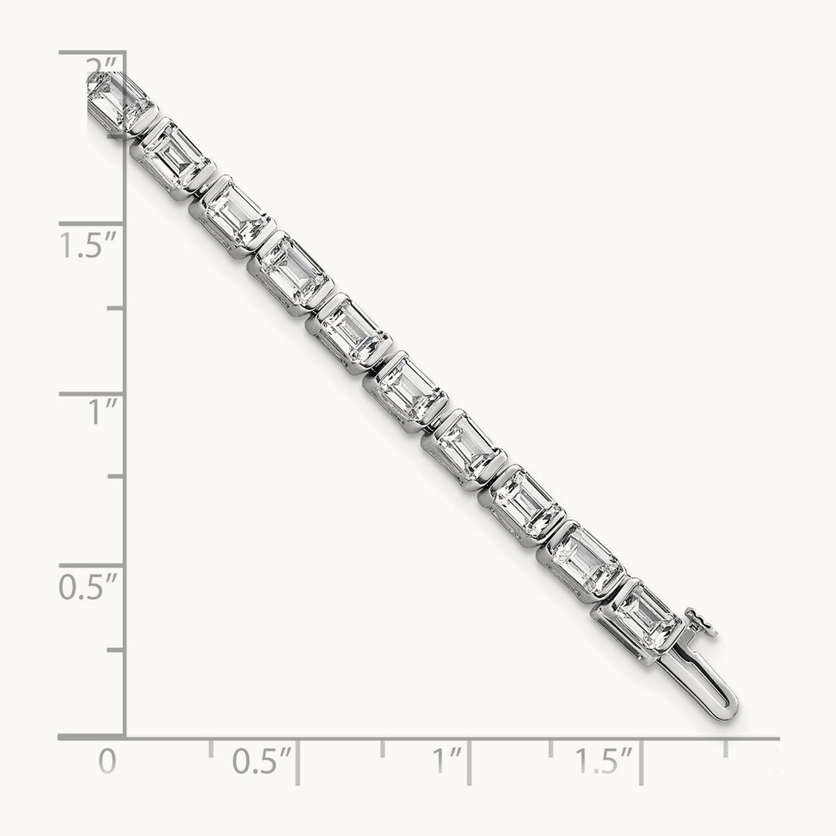 Emerald Bezel Tennis Bracelet, 10.00 ct tw Lab-Grown Diamond — 14K White Gold